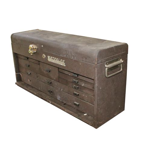 vintage waterloo metal tool box|Vintage Waterloo Industries Toolbox, Large Vintage .